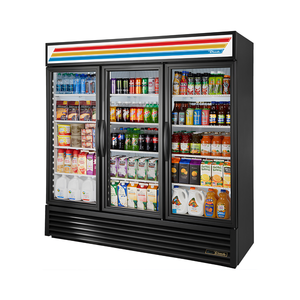 GDM-72-HC~TSL01 78" Black Glass Door Refrigerated Merchandiser