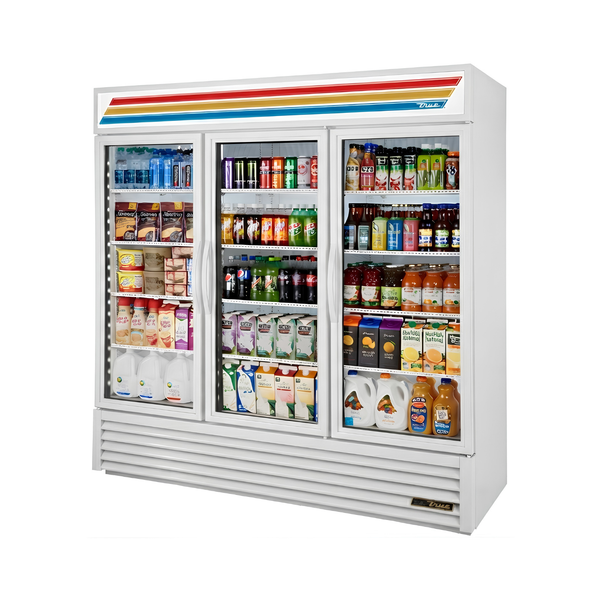 GDM-72-HC~TSL01 78" White Glass Door Refrigerated Merchandiser