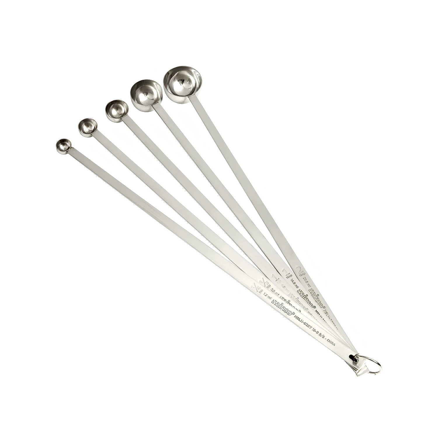MSLH-5P - 18/8 Stainless Steel Measuring Spoons with Long Handle Set