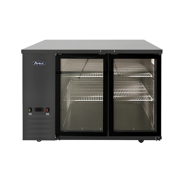 SBB48GGRAUS2 — 48″ Black Shallow Depth Back Bar Cooler with Glass Doors