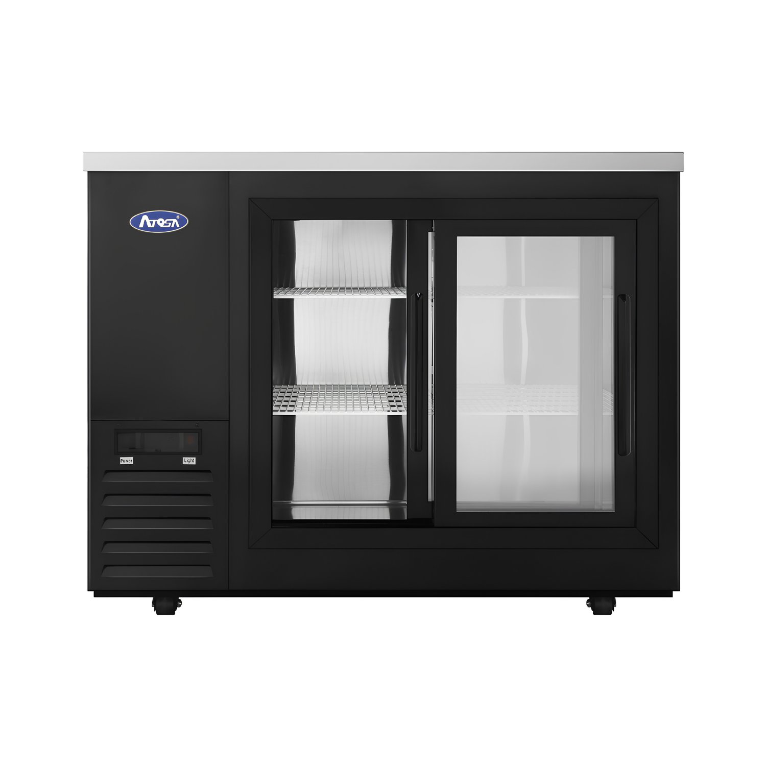 SBB48SGGRAUS2 – 48″ Black Shallow Depth Back Bar Cooler with Sliding Glass Doors