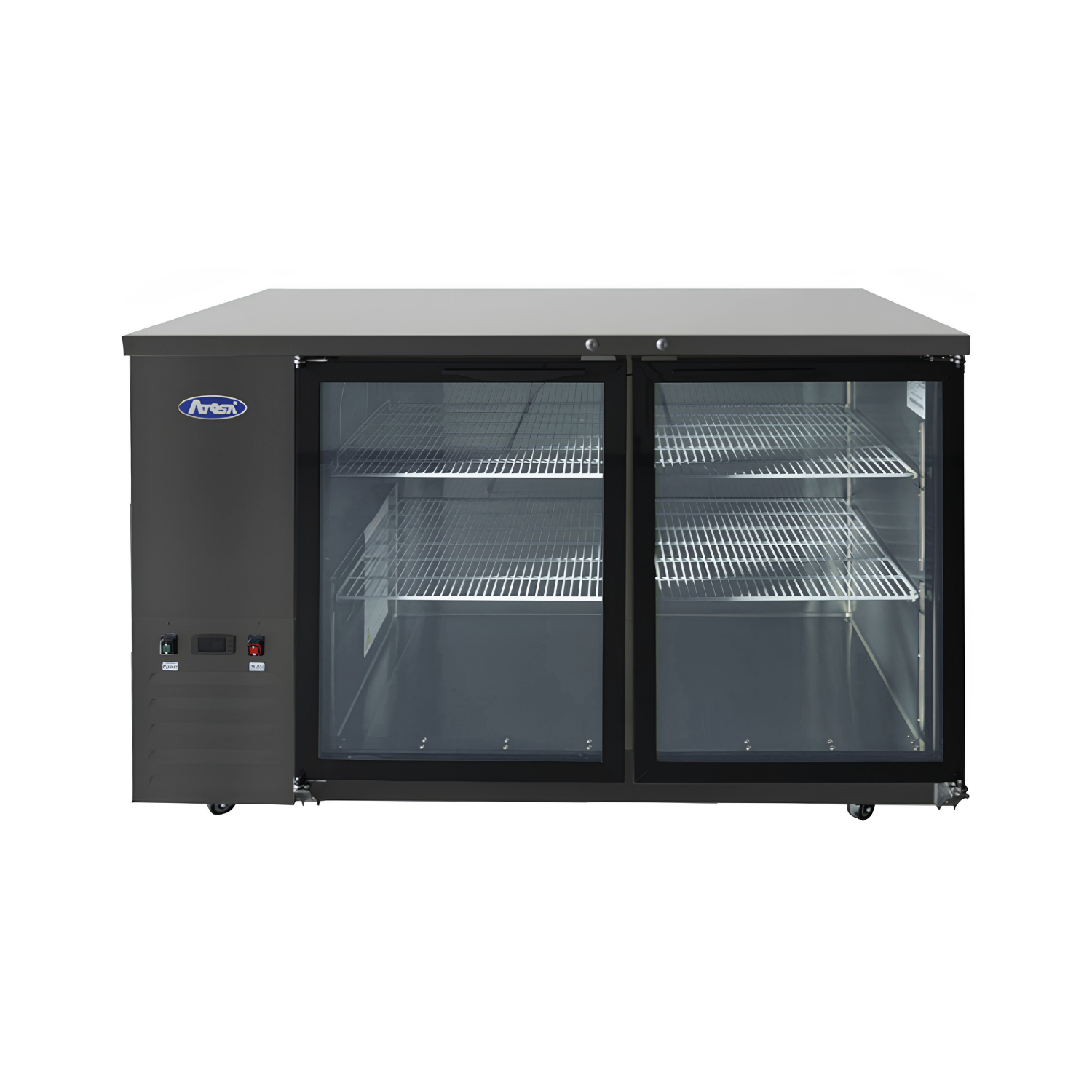 SBB59GGRAUS2 — 59″ Black Shallow Depth Back Bar Cooler with Glass Doors