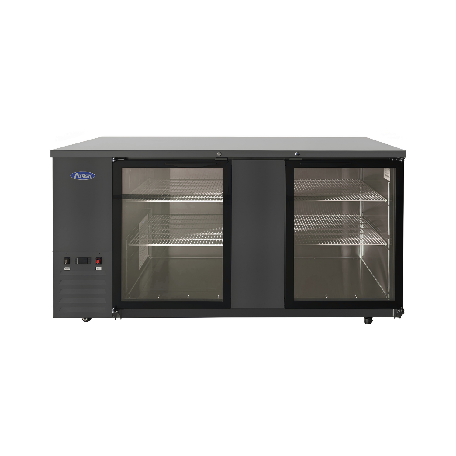 SBB69GGRAUS2 — 69″ Black Shallow Depth Back Bar Cooler with Glass Doors