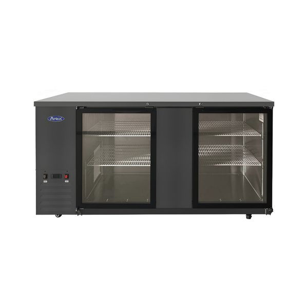SBB69GGRAUS2 — 69″ Black Shallow Depth Back Bar Cooler with Glass Doors
