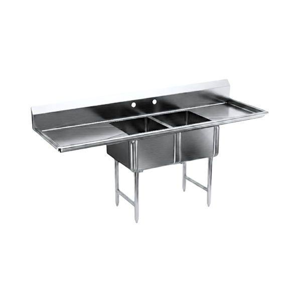 SI821-2BC 21" Two Compartment Sink with Both Corner Boards