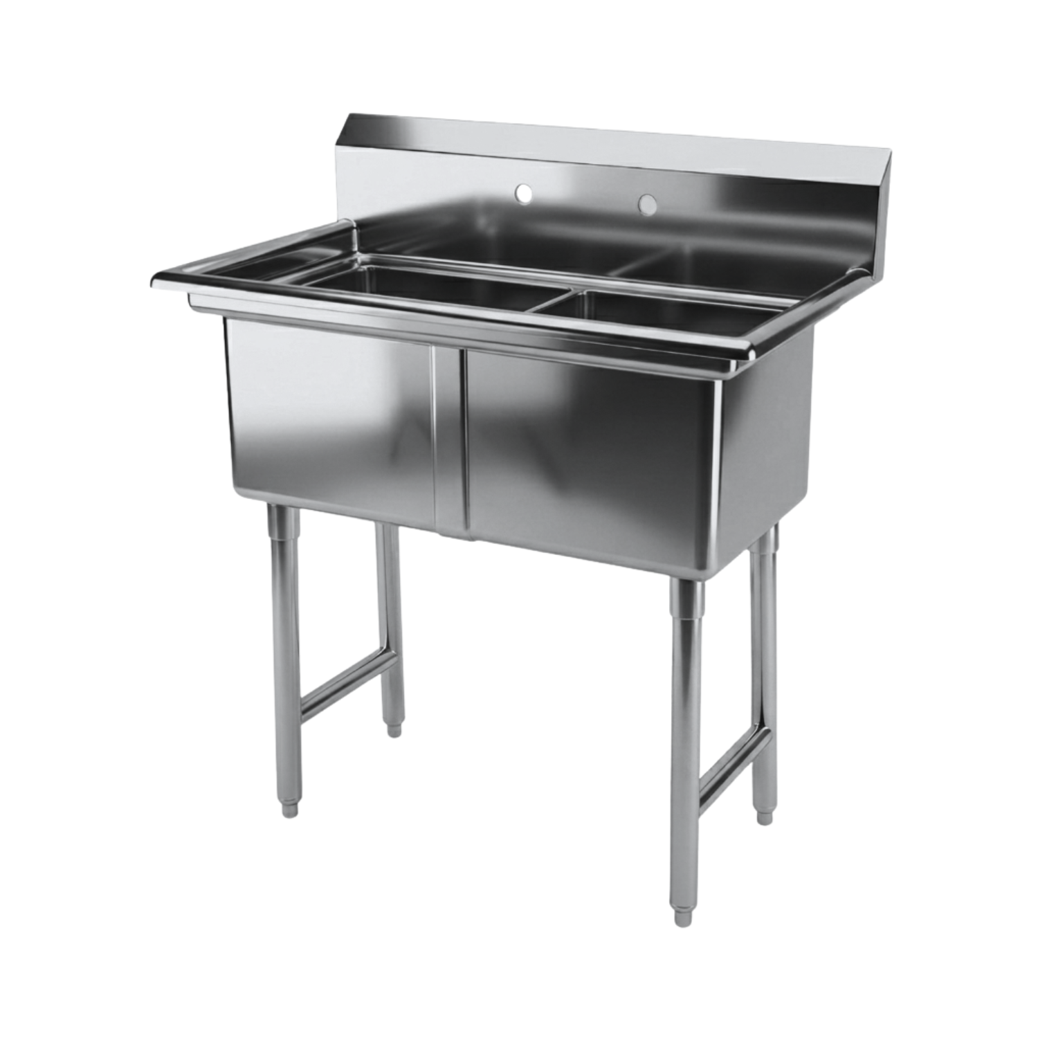 SI821-2NC 21" Two Compartment Center Drain Sink