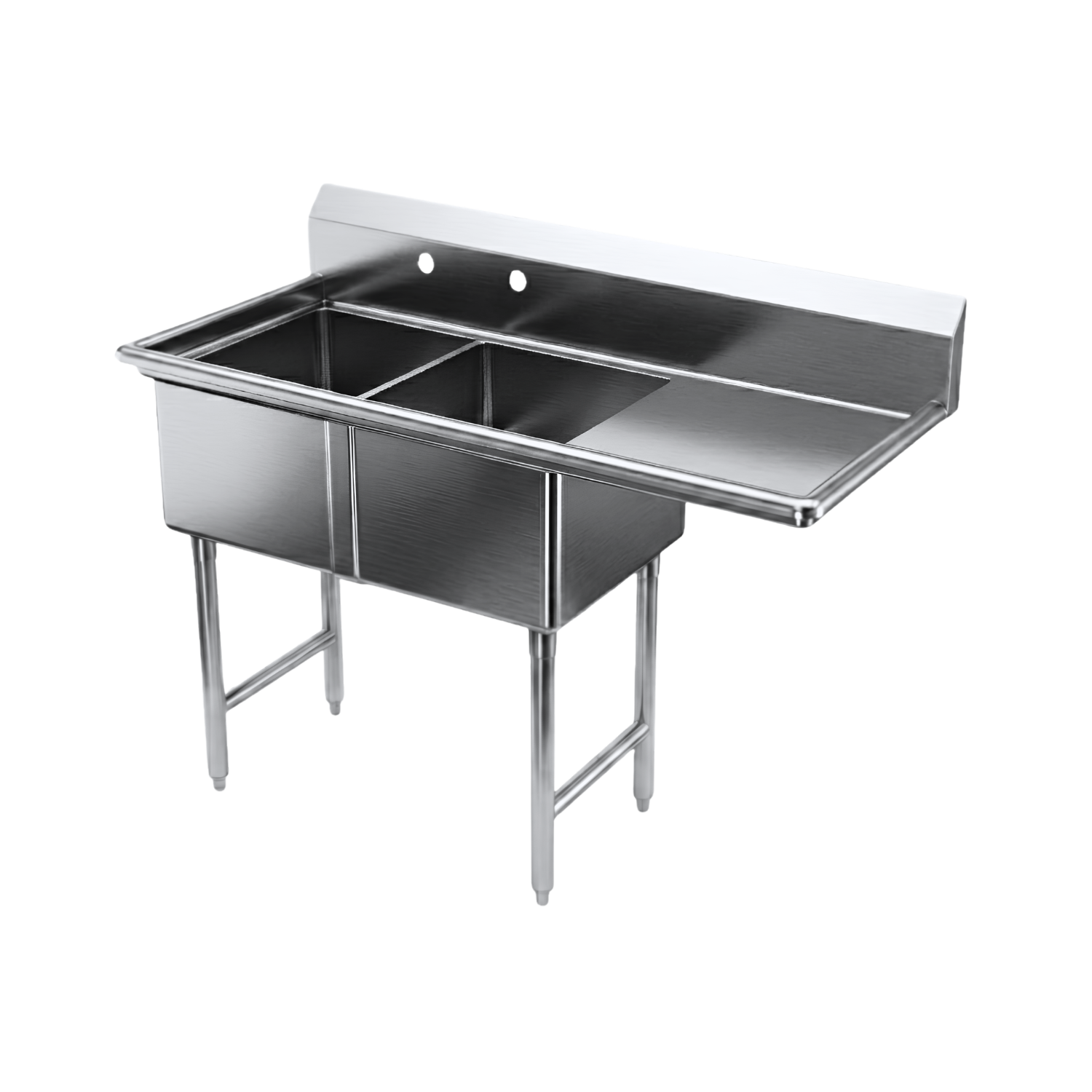 SI821-2RC 21" Two Compartment Sink with Right Corner Board