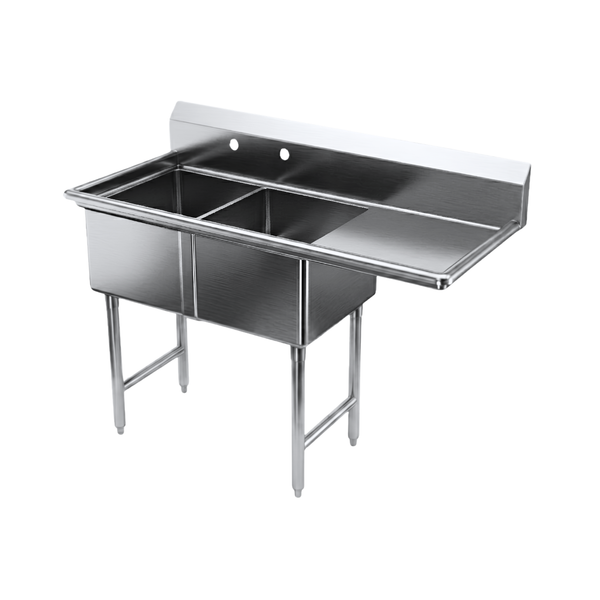 SI821-2RC 21" Two Compartment Sink with Right Corner Board