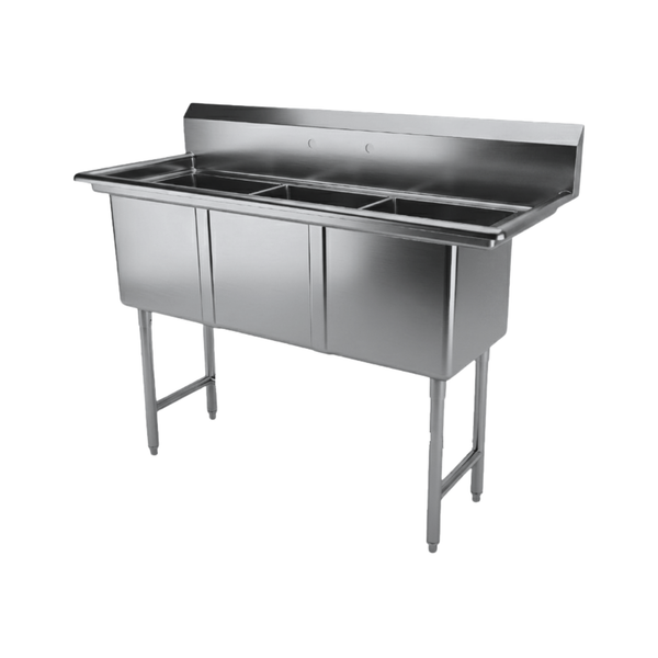 SI821-3NC 21" Three Compartment Center Drain Sink