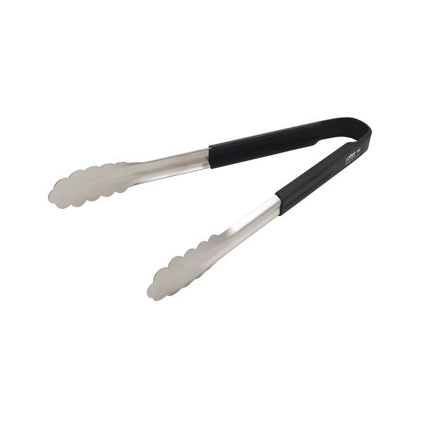 UTSH-12K - Winco Prime 12" Stainless Steel Utility Tongs with Black Silicone Handle