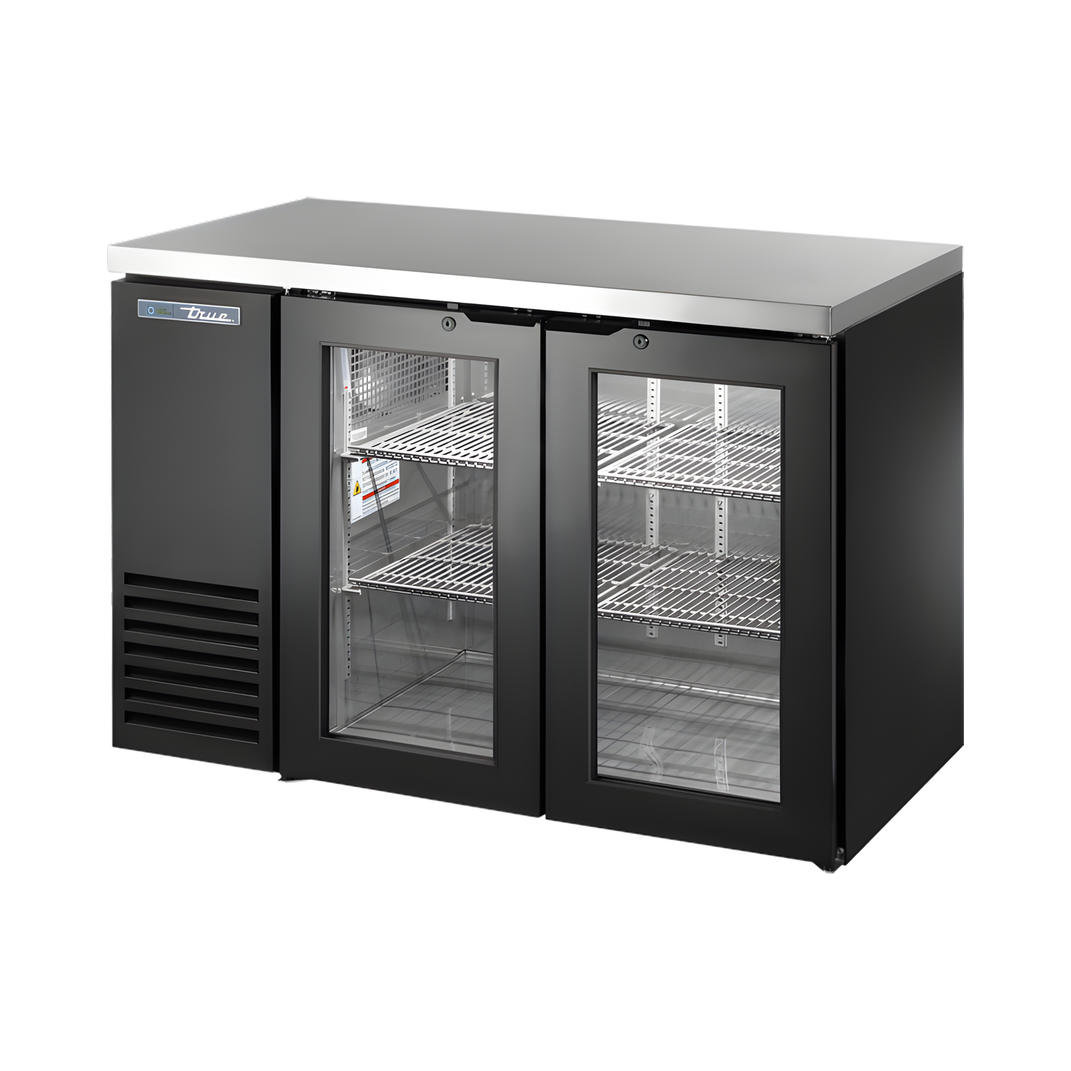 TBB24-48-2G-Z1-SFT-B-1 Glass Swing Door Back Bar 24″ Depth Single Zone Cooler