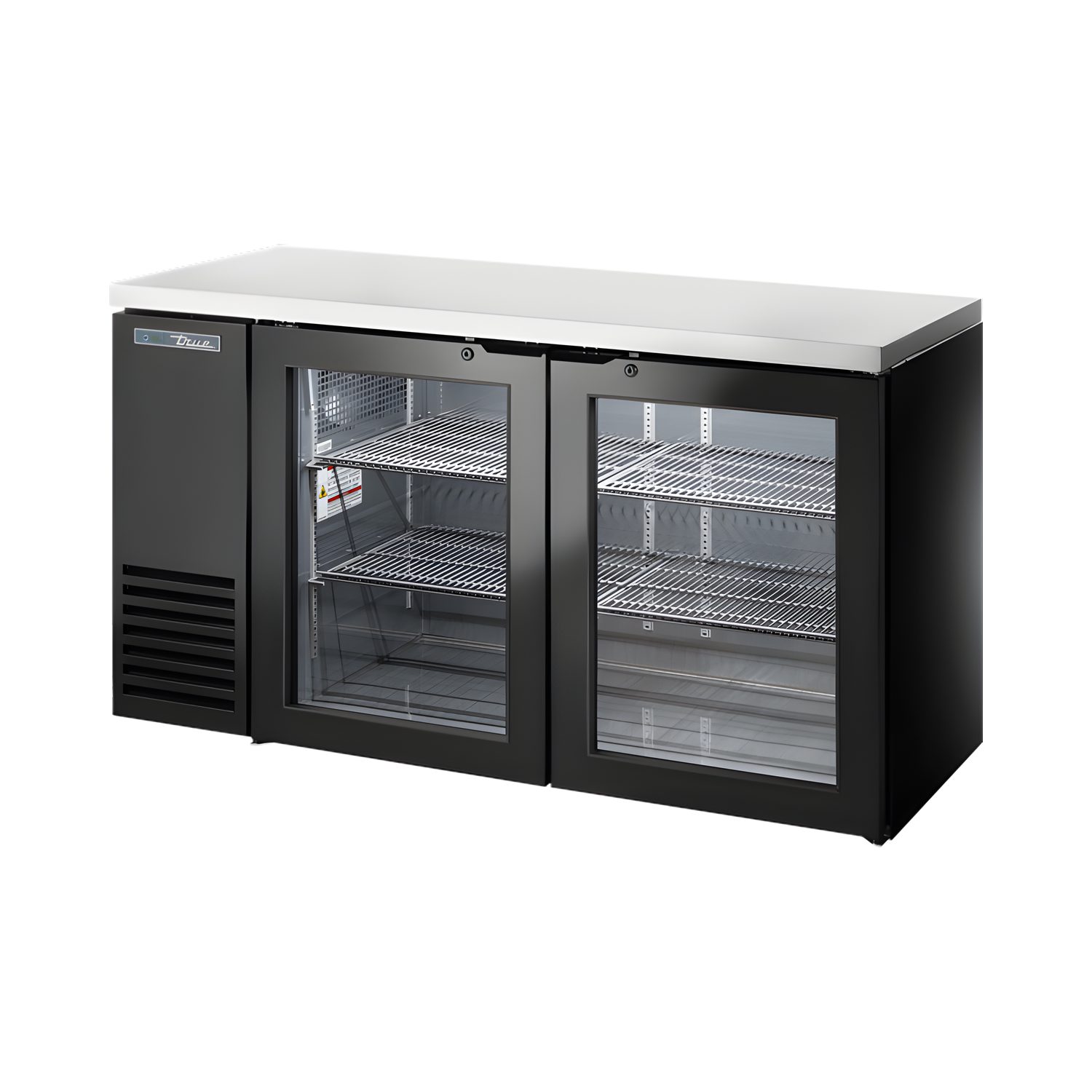 TBB24-60-2G-Z1-SFT-B-1 Glass Swing Door Back Bar 24″ Depth Single Zone Cooler