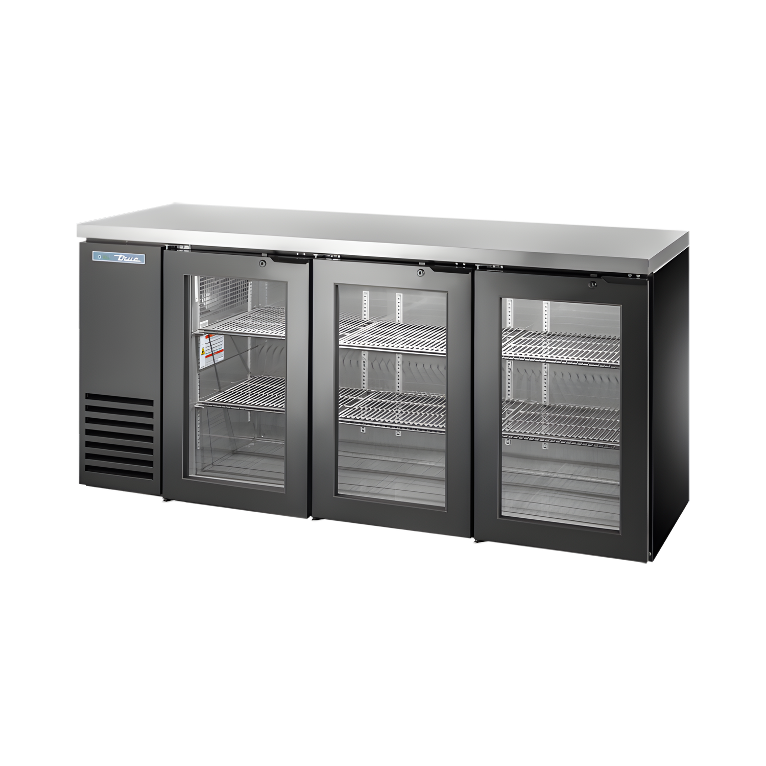 TBB24-72-3G-Z1-SFT-B-1 Glass Swing Door Back Bar 24″ Depth Single Zone Cooler
