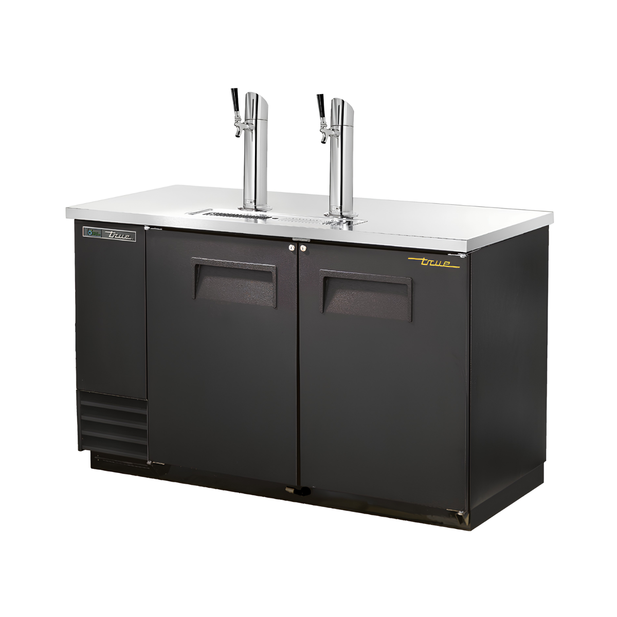 TDD-2-HC 59" Keg Solid Black Direct Draw Beer Dispenser With 2 Taps