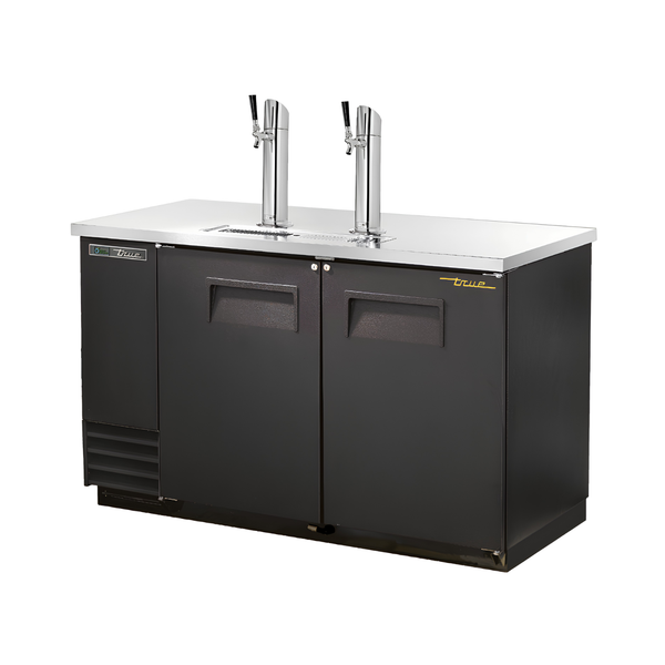 TDD-2-HC 59" Keg Solid Black Direct Draw Beer Dispenser With 2 Taps