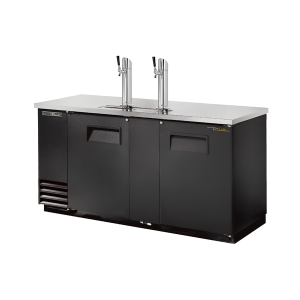TDD-3-HC 70" Keg Solid Black Direct Draw Beer Dispenser With 2 Taps