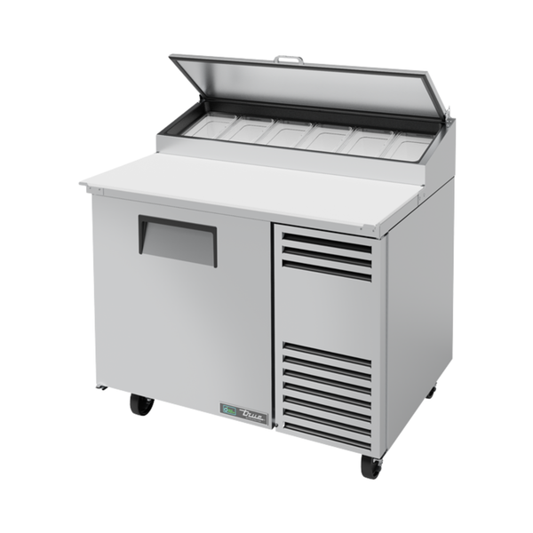 TPP-AT-44-HC Solid Door Pizza Prep Table with Angled Top