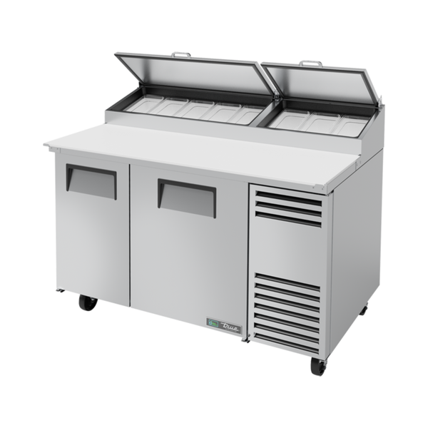 TPP-AT-60-HC Solid Door Pizza Prep Table with Angled Top