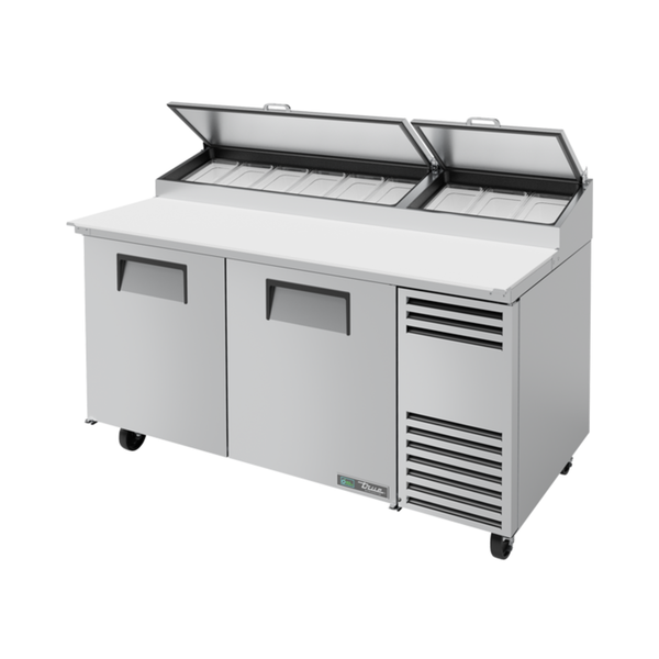 TPP-AT-67-HC Solid Door Pizza Prep Table with Angled Top